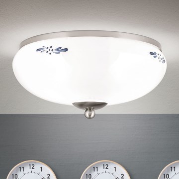 Stropní svítidlo LANDHAUS 2xE27/60W/230V pr. 28 cm matný chrom/bílá/modrá