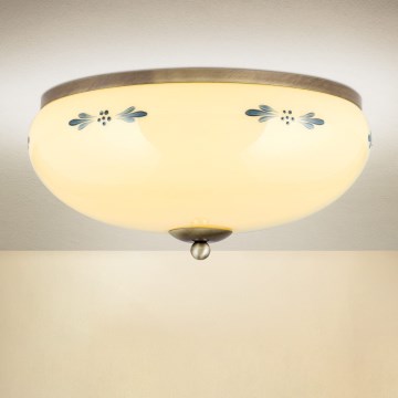 Stropní svítidlo LANDHAUS 3xE27/60W/230V pr. 35 cm bronz/béžová/modrá