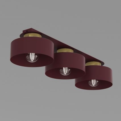 Stropní svítidlo MARTI 3xE27/15W/230V 68x20,5 cm burgundy/zlatá