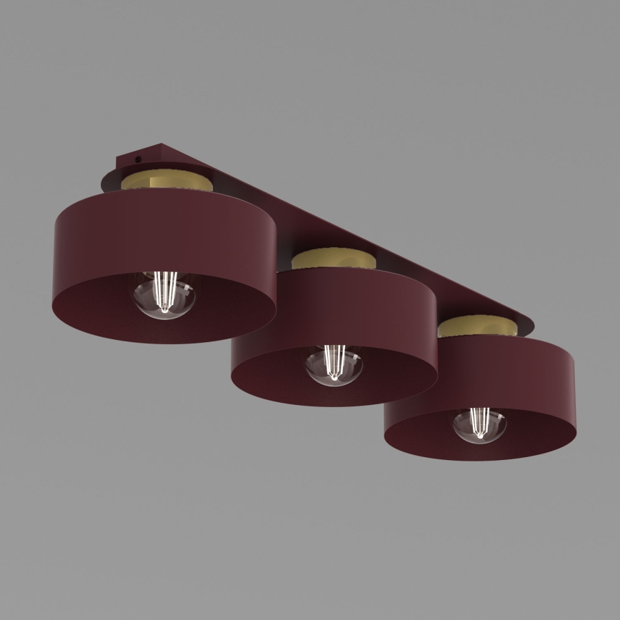 Stropní svítidlo MARTI 3xE27/15W/230V 68x20,5 cm burgundy/zlatá