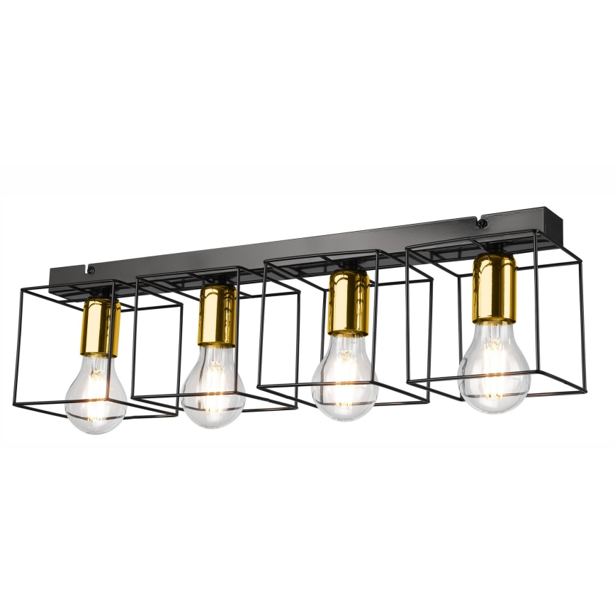 Stropní svítidlo MIKA 4xE27/60W/230V 61 cm černá/zlatá