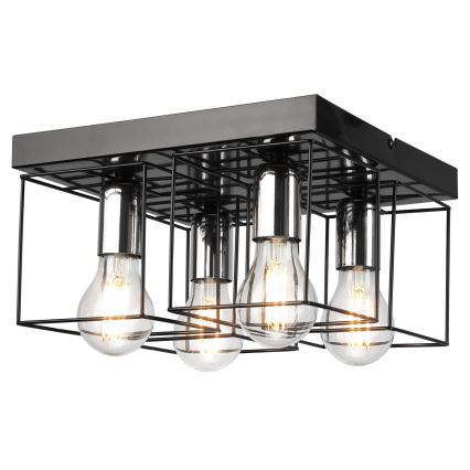 Stropní svítidlo MIKA 4xE27/60W/230V černá/lesklý chrom
