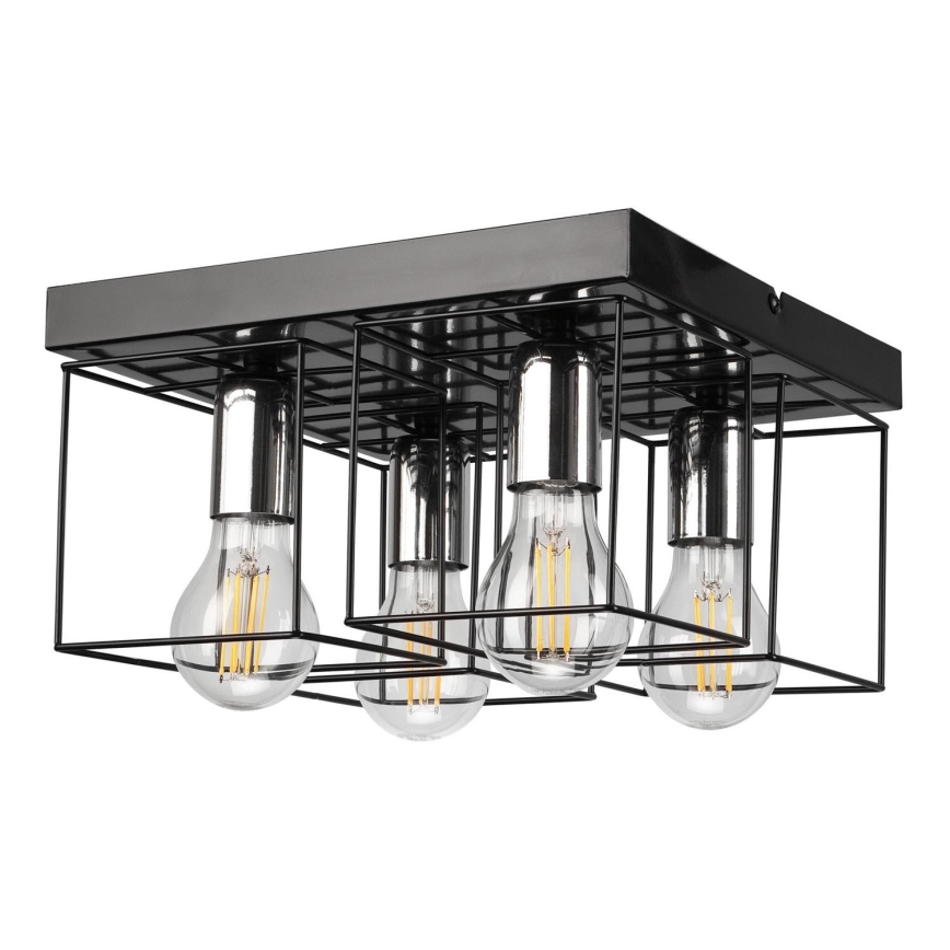 Stropní svítidlo MIKA 4xE27/60W/230V černá/lesklý chrom