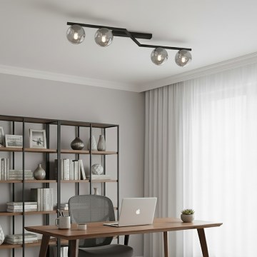 Stropní svítidlo NATON 4xE14/10W/230V černá/kouřová