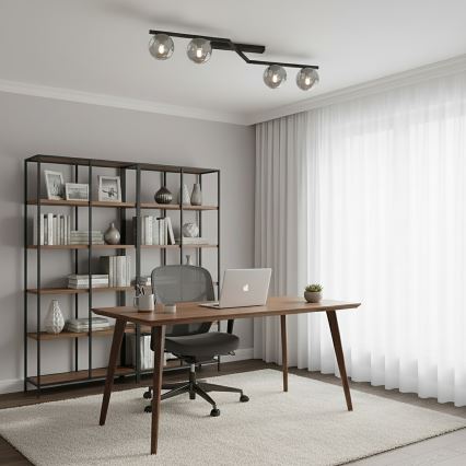 Stropní svítidlo NATON 4xE14/10W/230V černá/kouřová