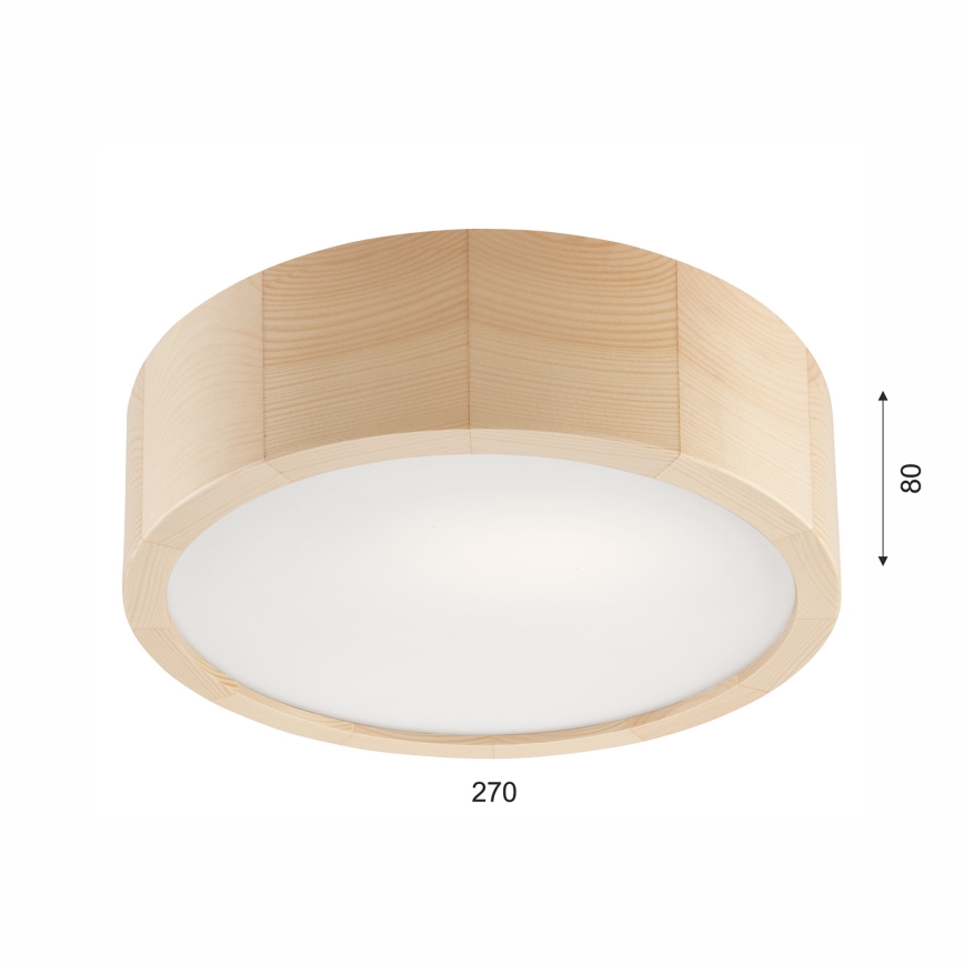 Stropní svítidlo NATURAL 1xE27/60W/230V pr. 27,5 cm borovice