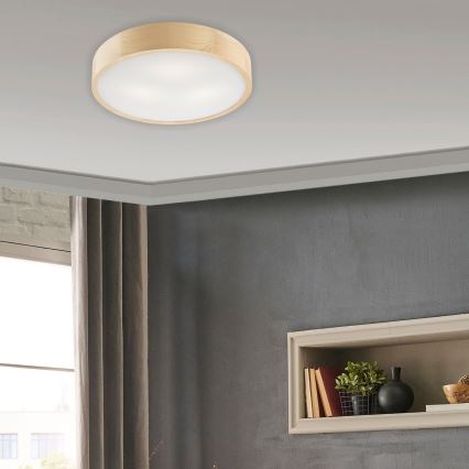 Stropní svítidlo NATURAL 3xE27/60W/230V pr. 47,5 cm borovice