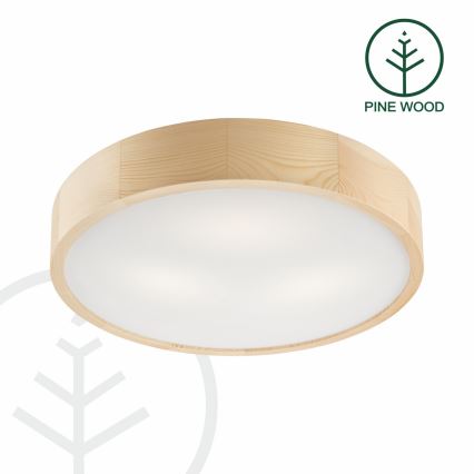 Stropní svítidlo NATURAL 3xE27/60W/230V ø 47 cm borovice - FSC certifikováno