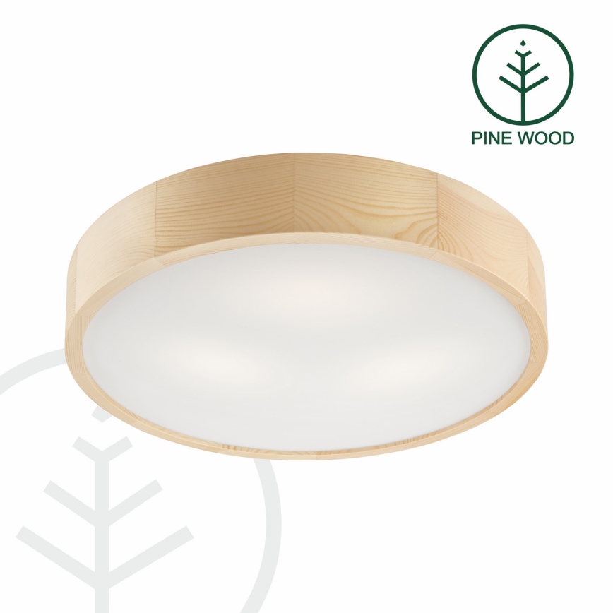Stropní svítidlo NATURAL 3xE27/60W/230V ø 47 cm borovice - FSC certifikováno
