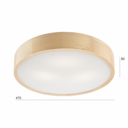 Stropní svítidlo NATURAL 3xE27/60W/230V ø 47 cm borovice - FSC certifikováno