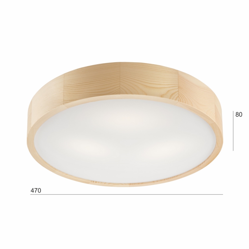 Stropní svítidlo NATURAL 3xE27/60W/230V ø 47 cm borovice - FSC certifikováno