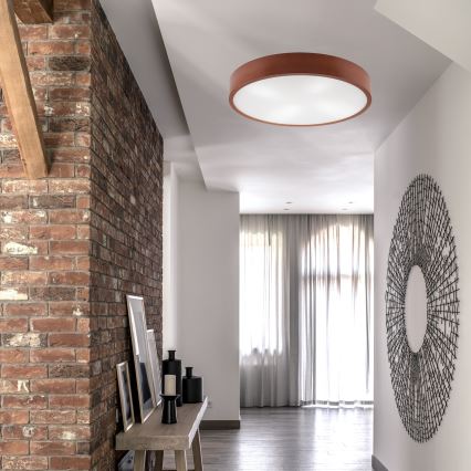Stropní svítidlo NATURAL 4xE27/60W/230V ø 57 cm borovice/hnědá