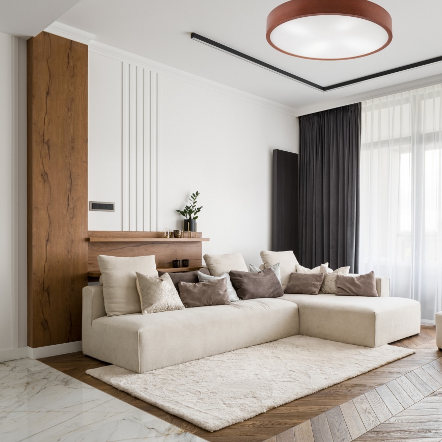 Stropní svítidlo NATURAL 4xE27/60W/230V ø 57 cm borovice/hnědá