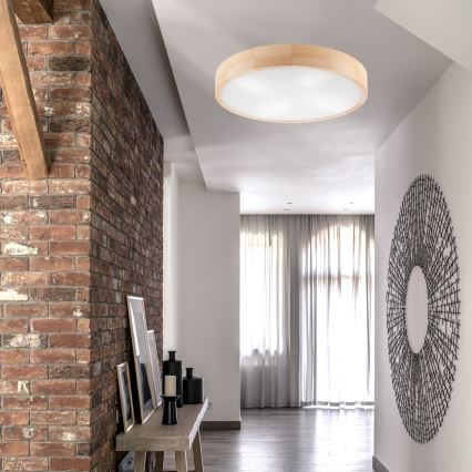 Stropní svítidlo NATURAL 4xE27/60W/230V ø 57 cm borovice