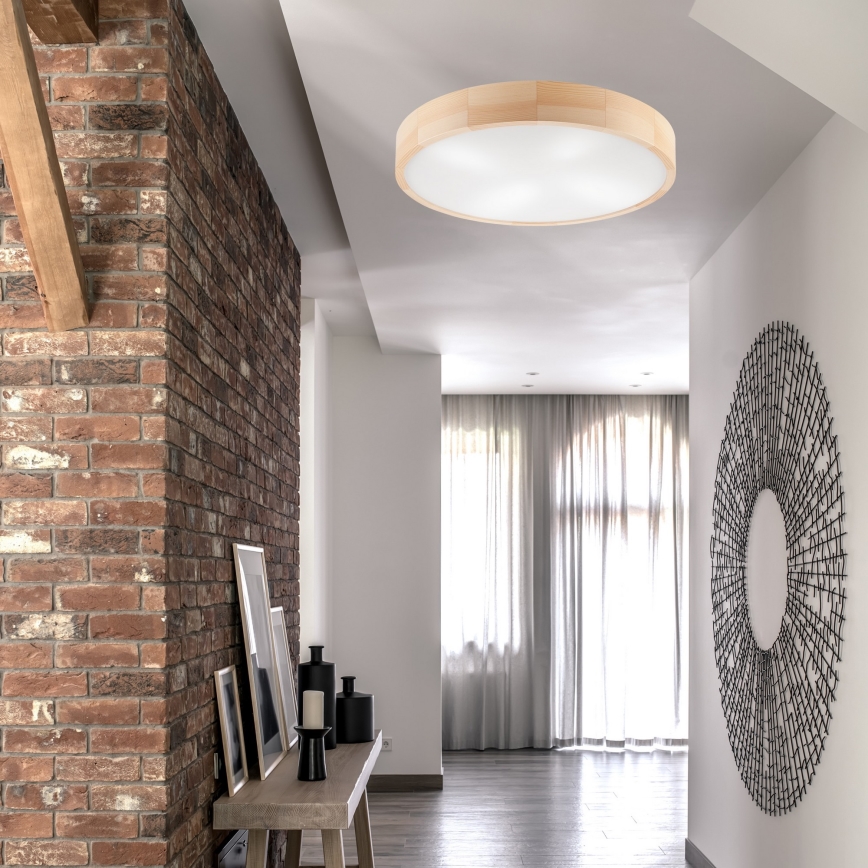 Stropní svítidlo NATURAL 4xE27/60W/230V ø 57 cm borovice