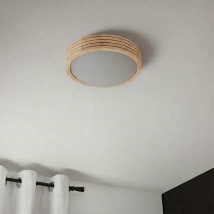 Stropní svítidlo NATURAL MODERN SLIM 1xE27/15W/230V pr. 27,5 cm borovice