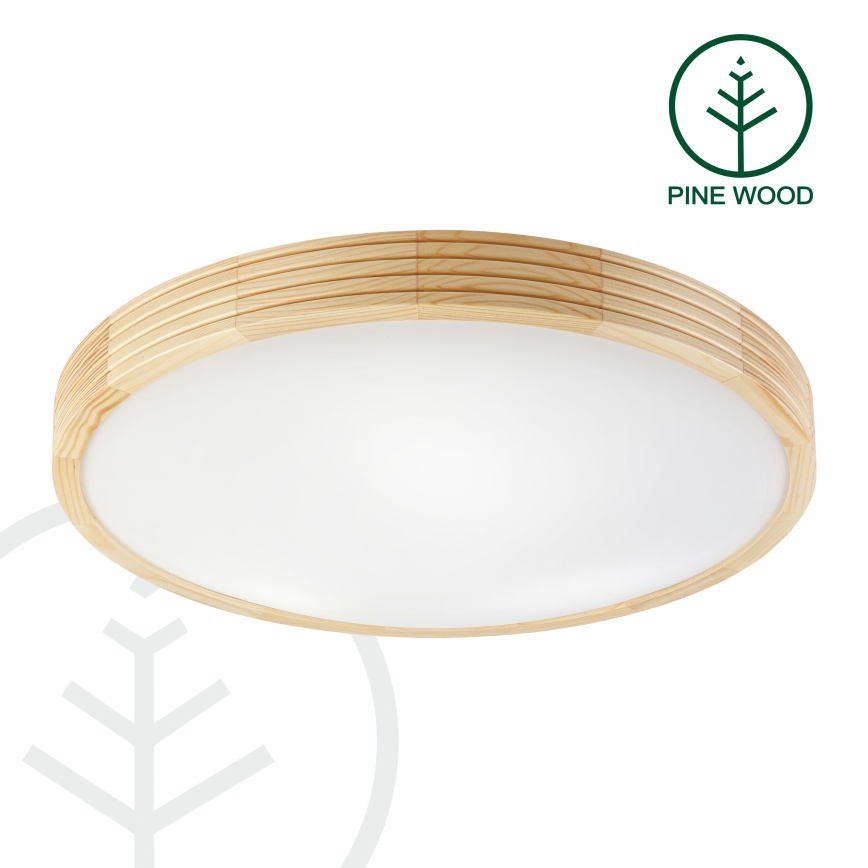 Stropní svítidlo NATURAL MODERN SLIM 3xE27/15W/230V pr. 47,5 cm borovice
