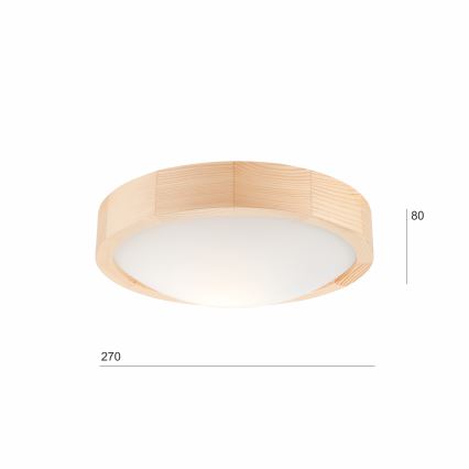 Stropní svítidlo NATURAL SLIM 1xE27/60W/230V pr. 27 cm borovice