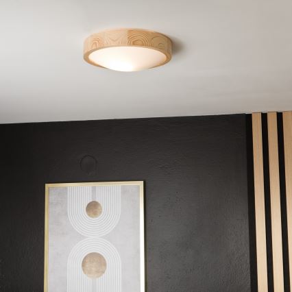 Stropní svítidlo NATURAL SLIM 1xE27/60W/230V ø 27 cm borovice