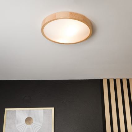 Stropní svítidlo NATURAL SLIM 2xE27/60W/230V pr. 37 cm borovice