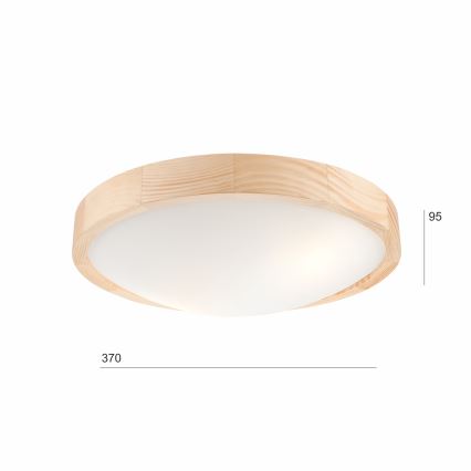 Stropní svítidlo NATURAL SLIM 2xE27/60W/230V pr. 37 cm borovice