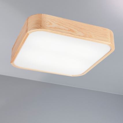 Stropní svítidlo NATURAL SQUARE 4xE27/15W/230V 45x45 cm borovice