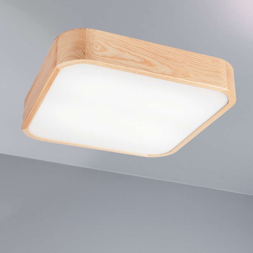 Stropní svítidlo NATURAL SQUARE 4xE27/15W/230V 45x45 cm borovice