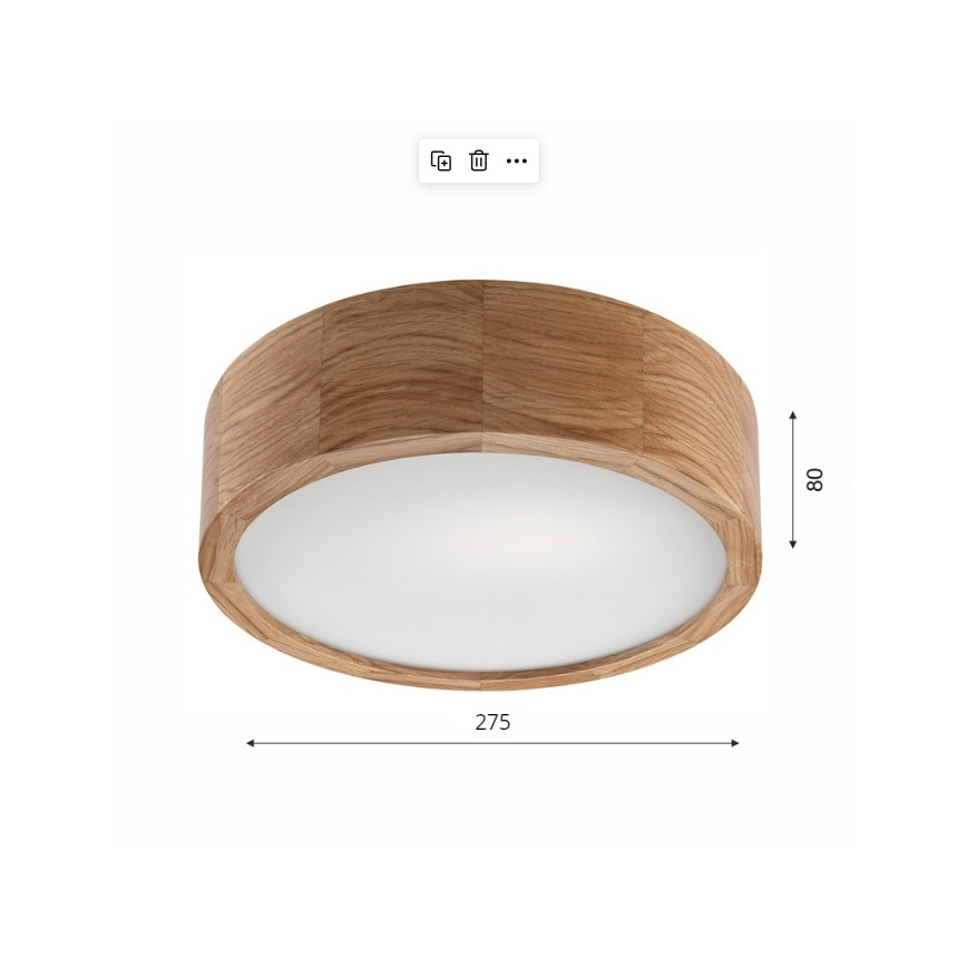 Stropní svítidlo OAK 1xE27/60W/230V dub ø 27,5 cm - FSC certifikováno