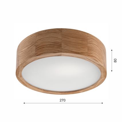 Koupelnové stropní svítidlo OAK 2xE27/15W/230V IP54 dub pr. 27 cm