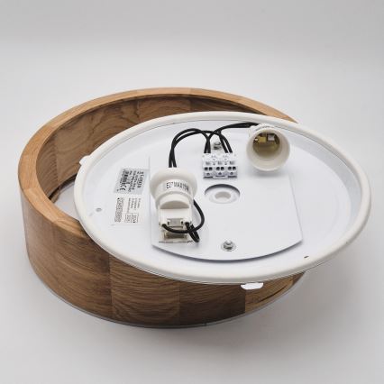 Stropní koupelnové svítidlo OAK 2xE27/15W/230V IP54 dub ø 27 cm