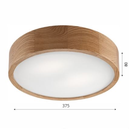 Stropní svítidlo OAK 2xE27/60W/230V dub ø 37,5 cm - FSC certifikováno