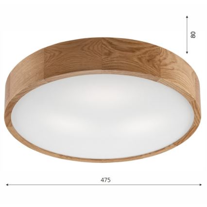 Stropní svítidlo OAK 3xE27/60W/230V dub ø 47,5 cm - FSC certifikováno