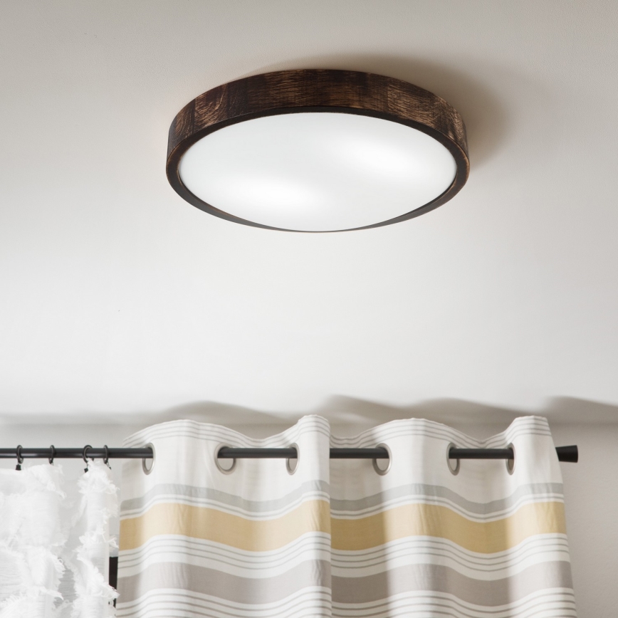 Stropní svítidlo OAK SLIM 2xE27/15W/230V pr. 37 cm dub/tmavě hnědá