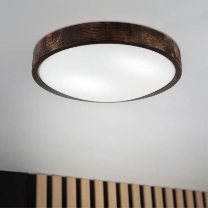 Stropní svítidlo OAK SLIM 2xE27/15W/230V pr. 37 cm dub/tmavě hnědá