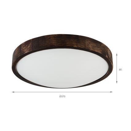 Stropní svítidlo OAK SLIM 2xE27/15W/230V pr. 37 cm dub/tmavě hnědá