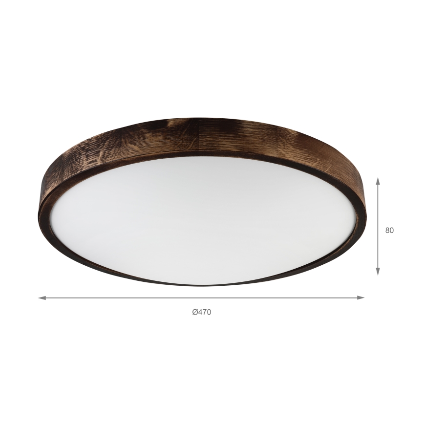 Stropní svítidlo OAK SLIM 3xE27/15W/230V pr. 47 cm dub/tmavě hnědá