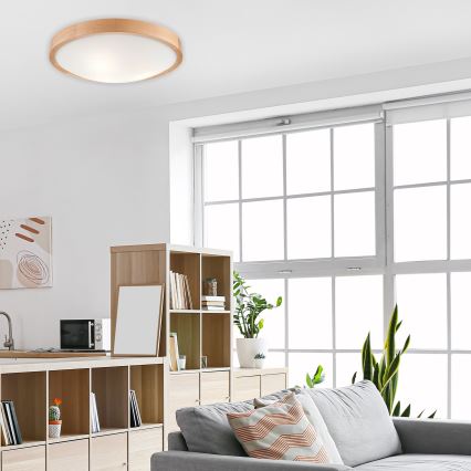 Stropní svítidlo OAK SLIM 3xE27/60W/230V dub pr. 47 cm