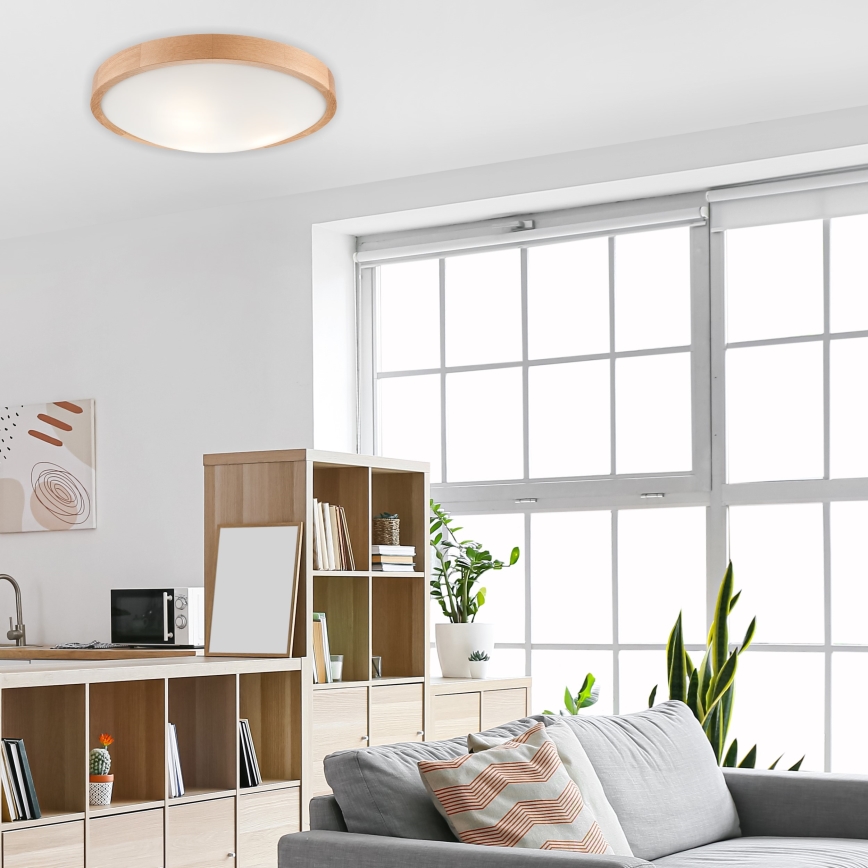 Stropní svítidlo OAK SLIM 3xE27/60W/230V dub pr. 47 cm