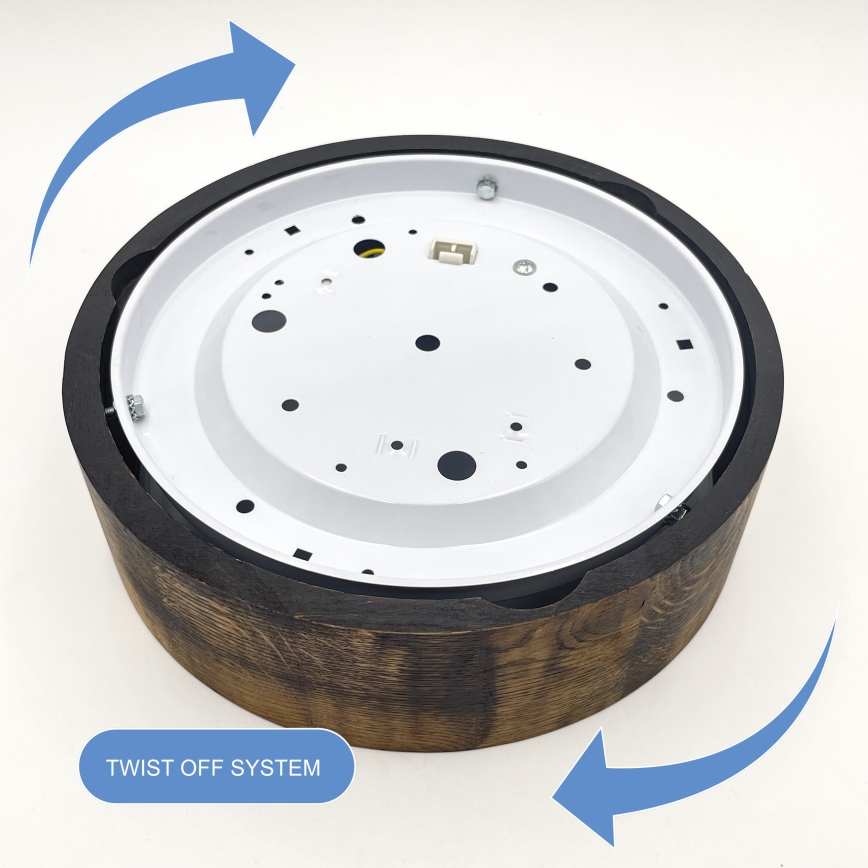 Stropní svítidlo OAK SMOKY 1xE27/15W/230V pr. 27,5 cm dub/tmavě hnědá