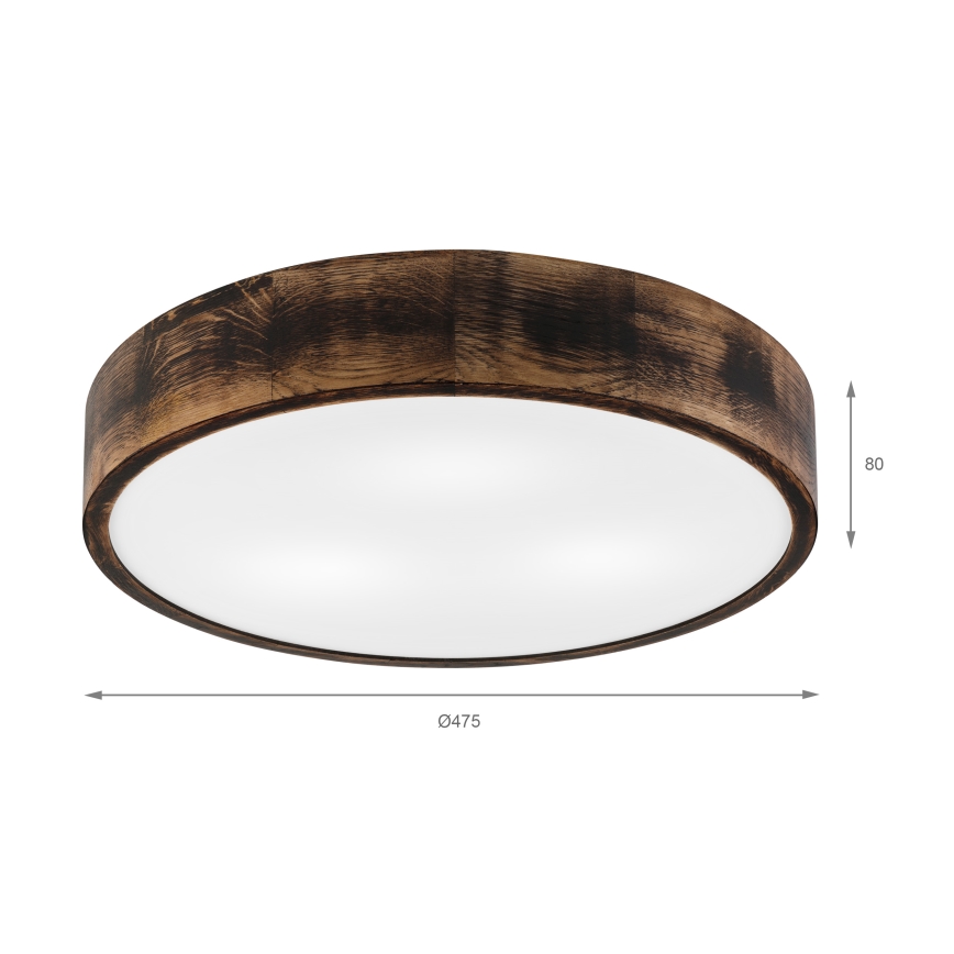 Stropní svítidlo OAK SMOKY 3xE27/15W/230V pr. 47,5 cm dub/tmavě hnědá