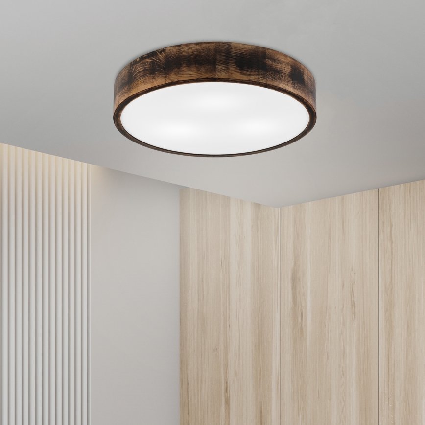 Stropní svítidlo OAK SMOKY 3xE27/15W/230V ø 47,5 cm dub/tmavě hnědá