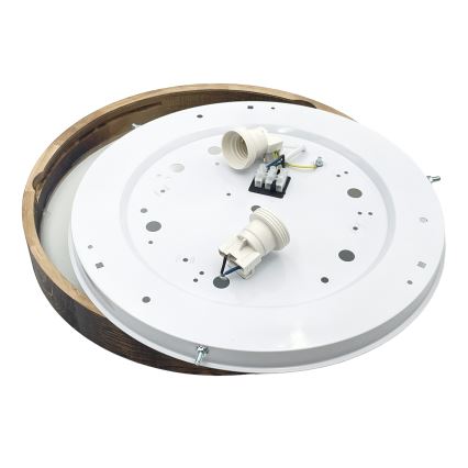 Stropní svítidlo OAK SMOKY SLIM 2xE27/15W/230V pr. 37 cm dub/tmavě hnědá