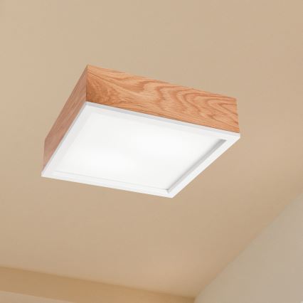 Stropní svítidlo OAK SQUARE 2xE27/15W/230V 31x31 cm dub/bílá