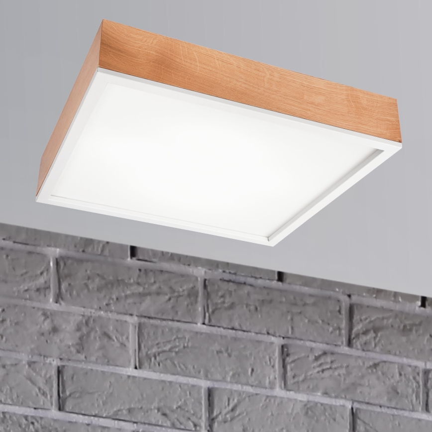 Stropní svítidlo OAK SQUARE 4xE27/15W/230V 48x48 cm dub/bílá