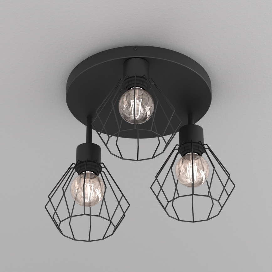 Stropní svítidlo PARKLA 3xE27/15W/230V černá
