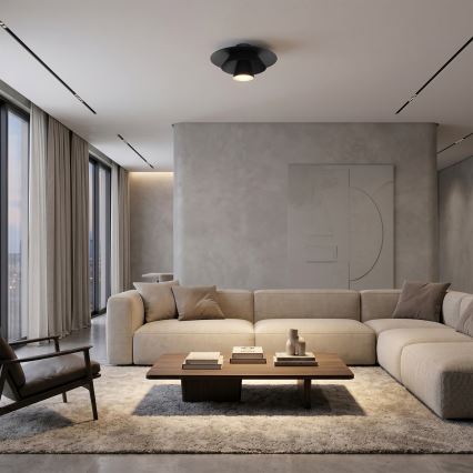 Stropní svítidlo PLATO 1xE27/15W/230V pr. 32 cm černá