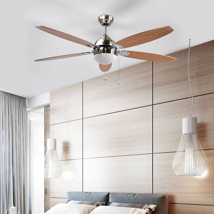 Stropní svítidlo s ventilátorem LEVIAN 1xE14/60W/230V buk
