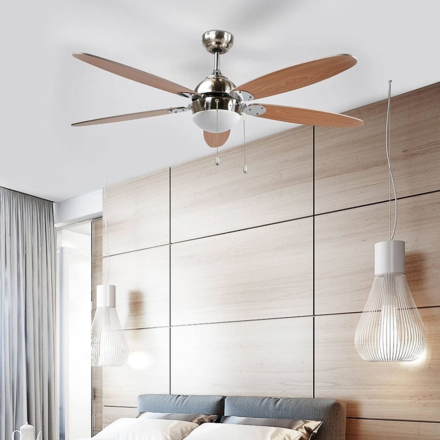 Stropní svítidlo s ventilátorem LEVIAN 1xE14/60W/230V buk