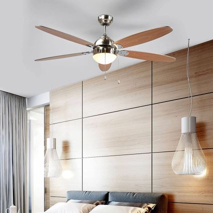 Stropní svítidlo s ventilátorem LEVIAN 1xE14/60W/230V buk