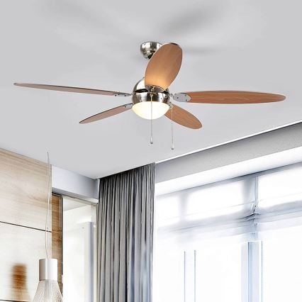 Stropní svítidlo s ventilátorem LEVIAN 1xE14/60W/230V buk